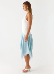 Brionee Midi Dress Pale Blue White