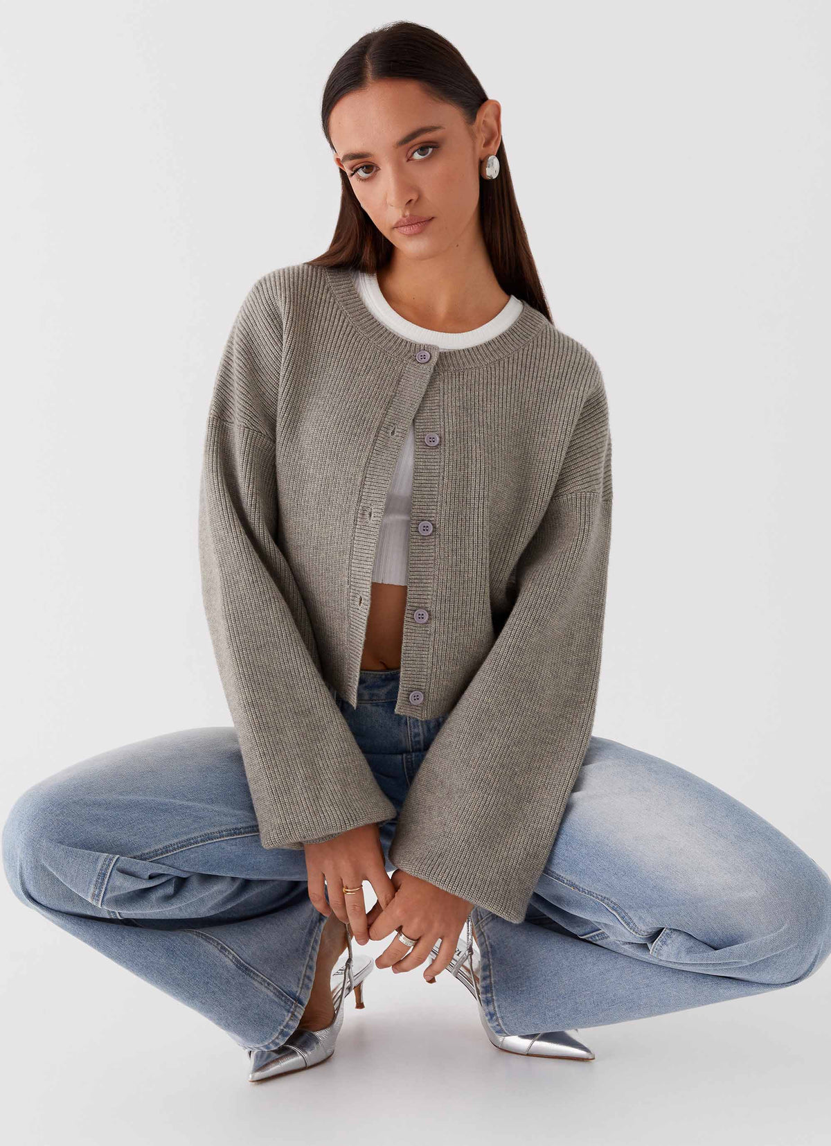 Daphne Knit Cardigan Light Grey