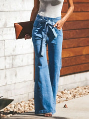 Hazel Blues® |  High-Waisted Tie-Front Flare Jeans