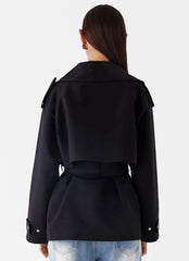Ace Of Spades Cropped Trench Coat Black