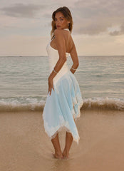 Brionee Midi Dress Pale Blue White