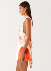 Alicia Satin Halter Mini Dress Mimosa Blossom