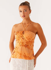 Catalina Sequin Top Orange
