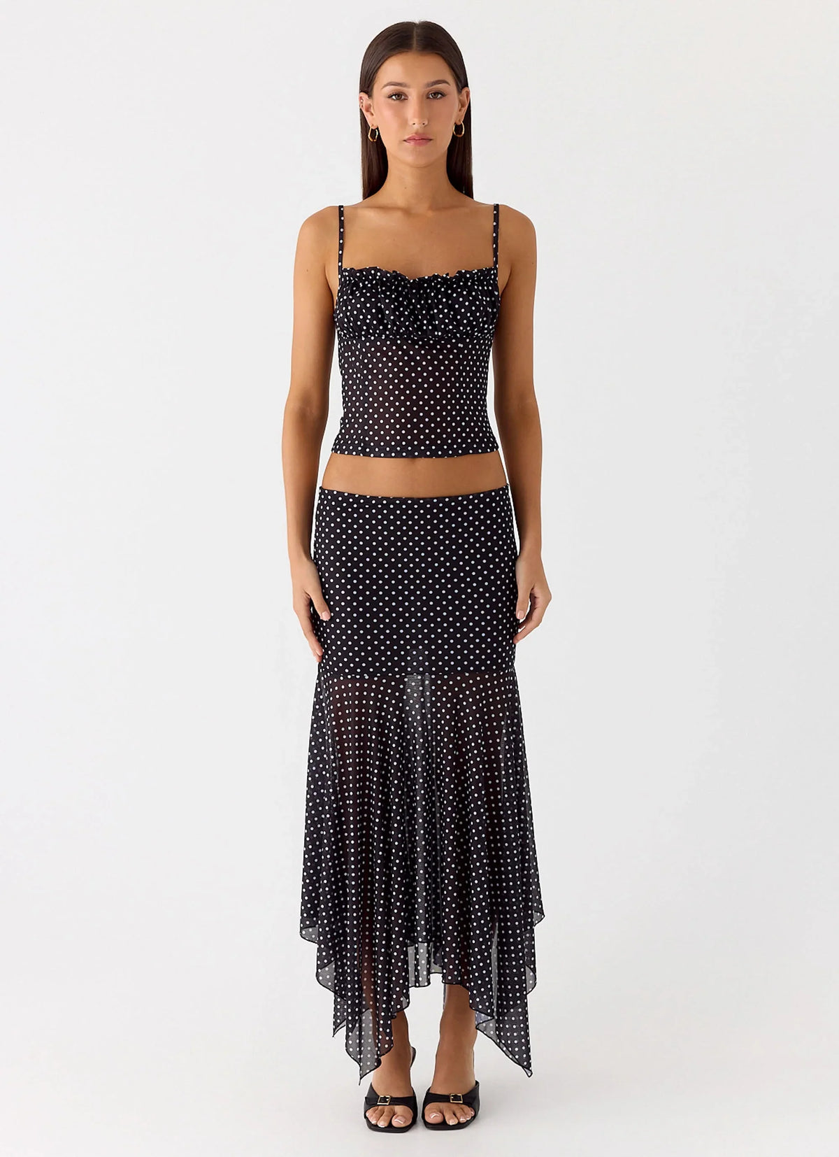 Buffy Maxi Skirt Black Polkadot