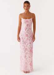 Bright Lights Beaded Maxi Dress Pink