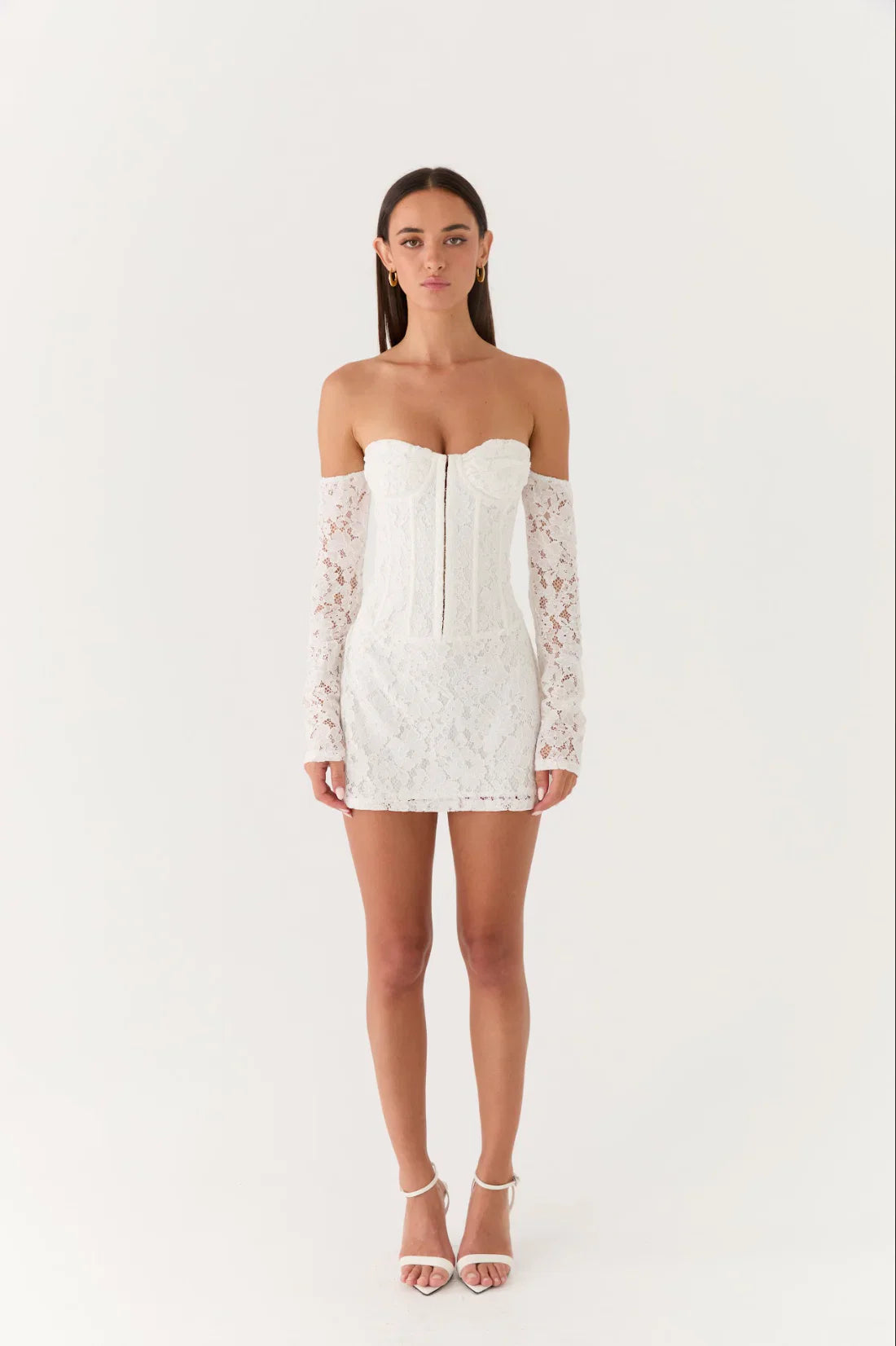 Already Know Lace Long Sleeve Mini Dress White