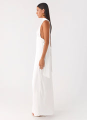 Alicia Satin Halter Maxi Dress White