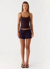 Delong Low Rise Linen Shorts Black