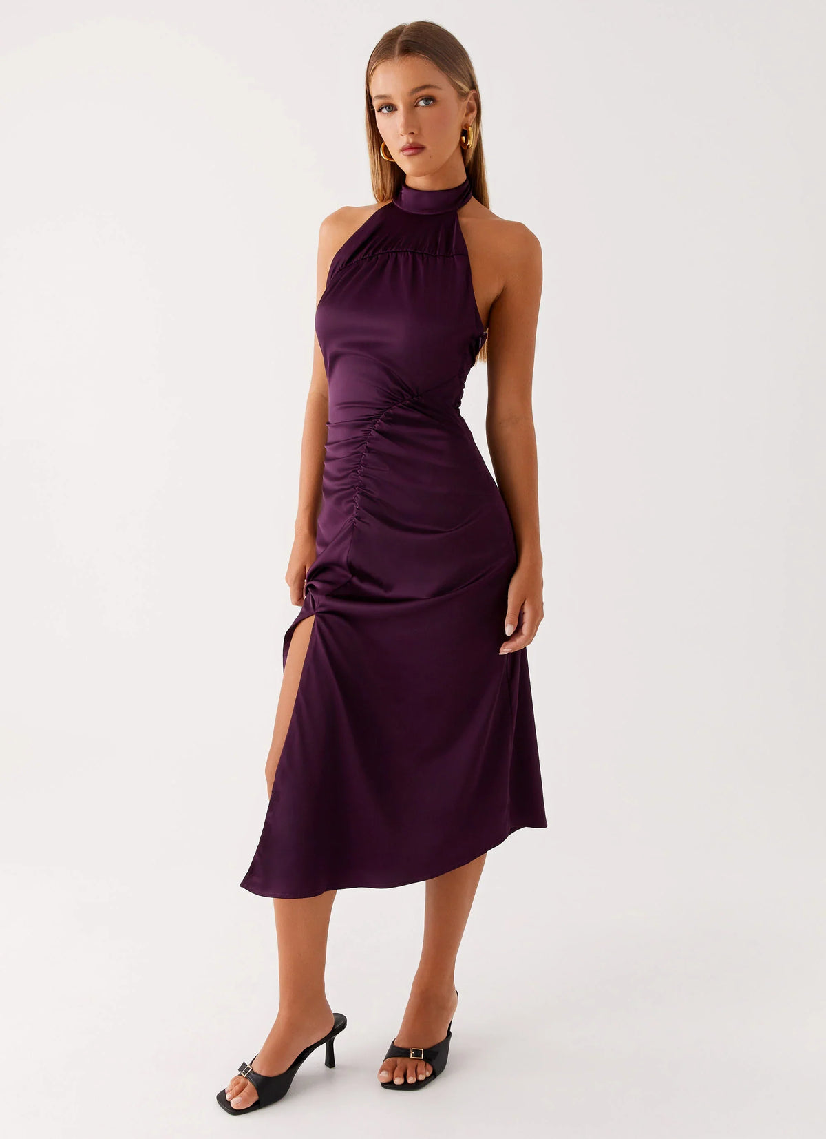 Casta Halterneck Midi Dress Plum