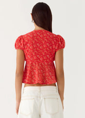 Ailani Top Magenta Red Rose