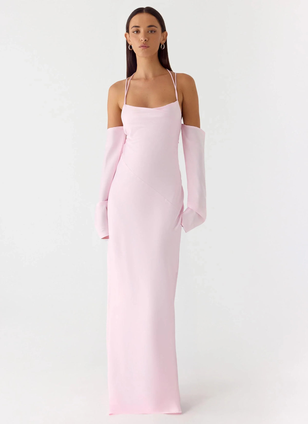 Breathe Me Long Sleeve Maxi Dress Baby Pink
