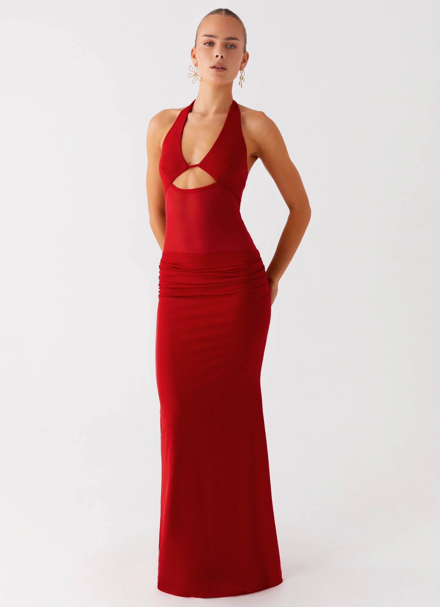 Billen Halter Maxi Dress Red