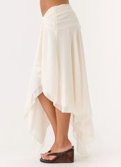 Abeda Asymmetrical Midi Skirt Ivory