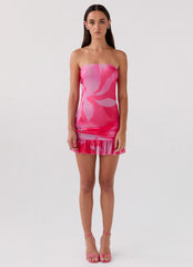 Besa Mesh Mini Dress Neon Blush
