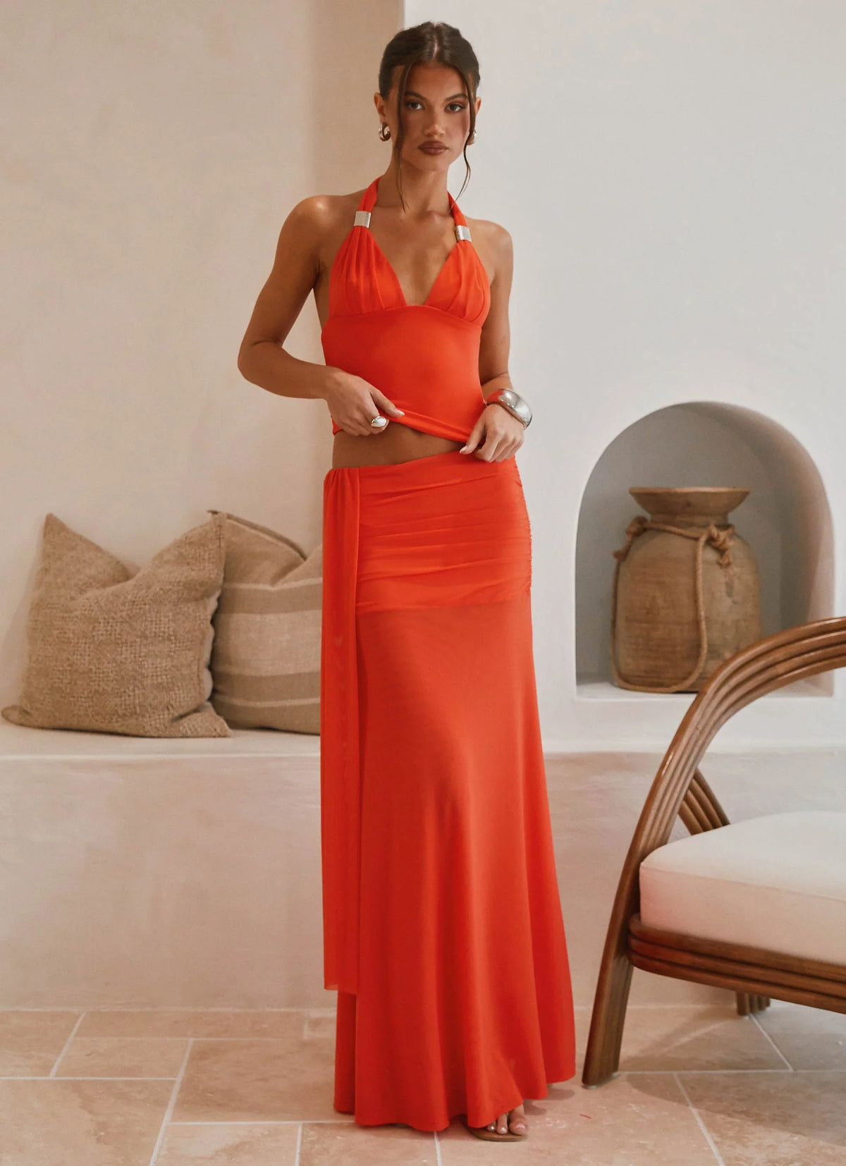 Blaze Maxi Skirt Fire Red
