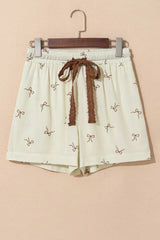 Hazel Blues® |  Bow Print Lace Drawstring Casual Shorts