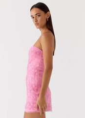 Dangerous Kind Beaded Mini Dress Pink