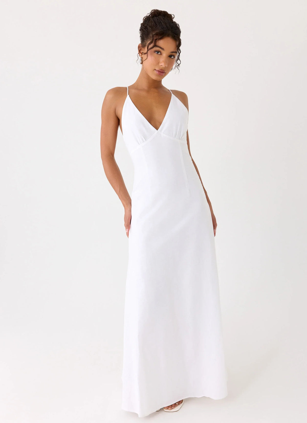 Calianna Linen Maxi Dress White