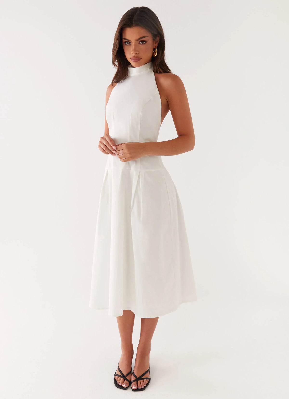 Calla Halter Midi Dress White