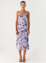 Bluma Lace Trim Midi Dress Antique Lilac Floral