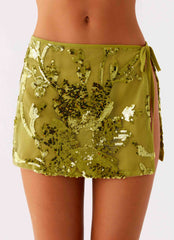 Cancun Sequin Mini Skirt Lime