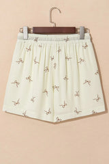 Hazel Blues® |  Bow Print Lace Drawstring Casual Shorts