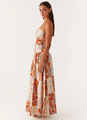 Carmel Maxi Dress Orange Blue Floral