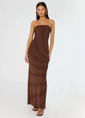 Belisse Beaded Mesh Maxi Dress Chocolate
