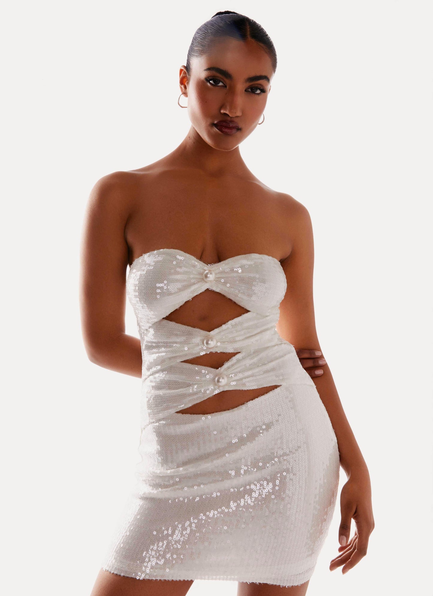 Clyra Sequin Mini Dress Ivory