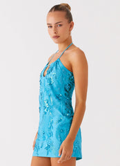 Bebe Beaded Mini Dress Royal Blue