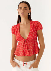 Ailani Top Magenta Red Rose