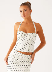 Breanne Top White Polka Dot