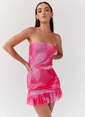 Besa Mesh Mini Dress Neon Blush