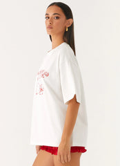 Born To Have Fun Oversized Graphic Tee Pink Bunny