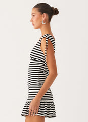 Acacia Mini Dress Black White Stripe