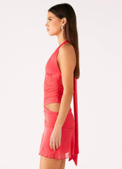 Calissa Haltherneck Mini Dress Coral