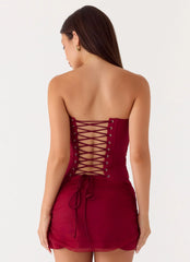 Atenea Draped Organza Corset Deep Red