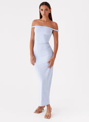 Arabella Twist Shoulder Maxi Dress Blue