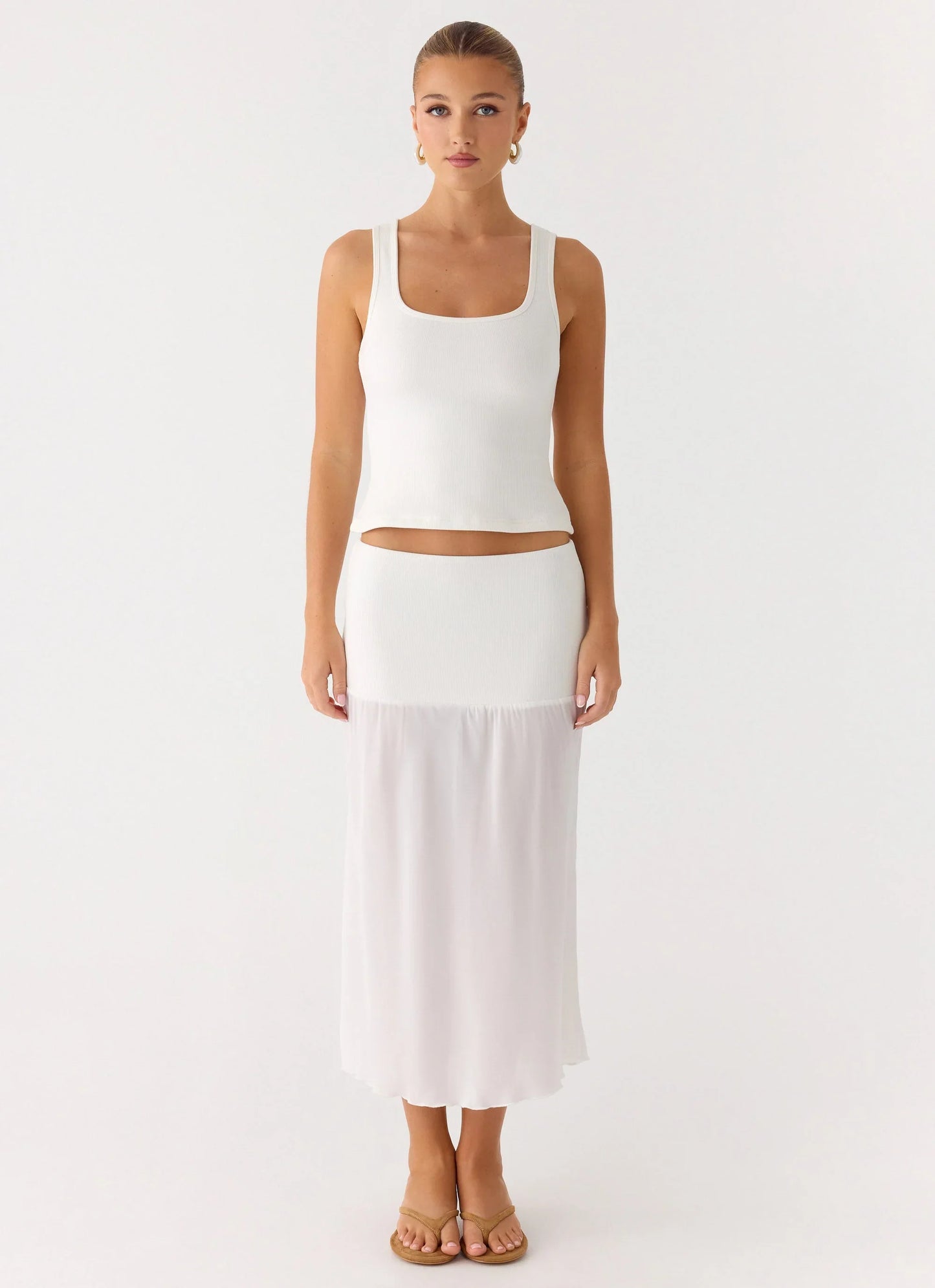 Connect My Heart Midi Skirt White