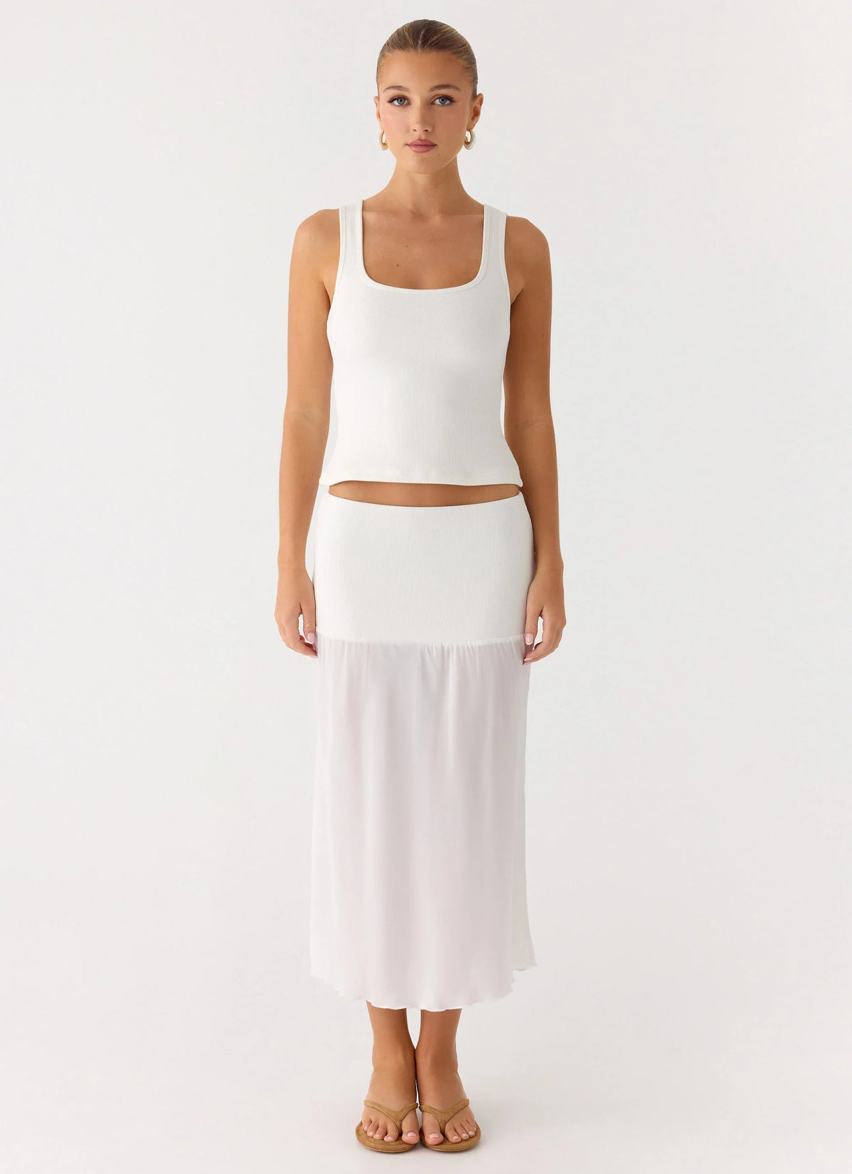 Connect My Heart Midi Skirt White