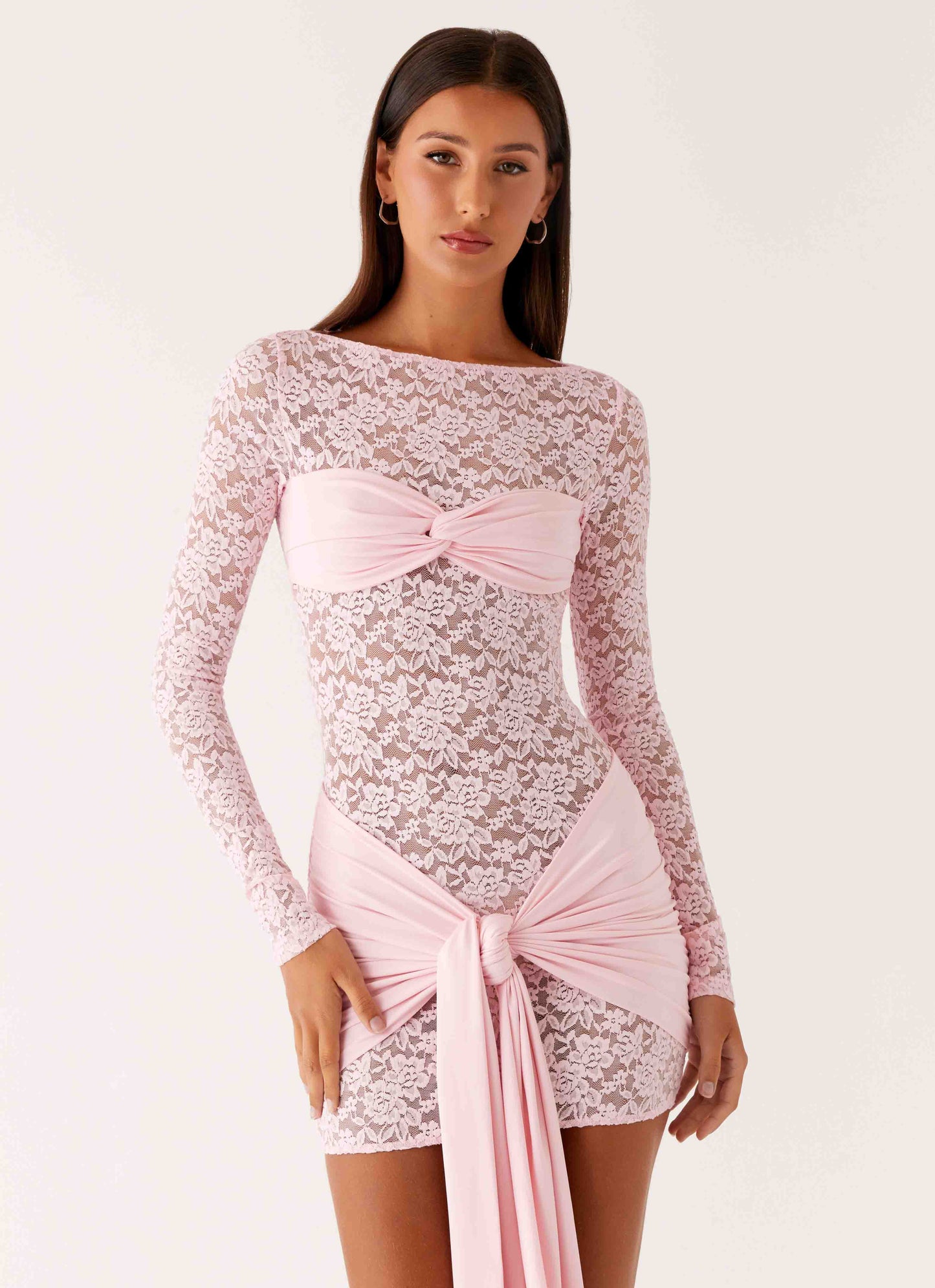 Consie Long Sleeve Mini Dress Pink