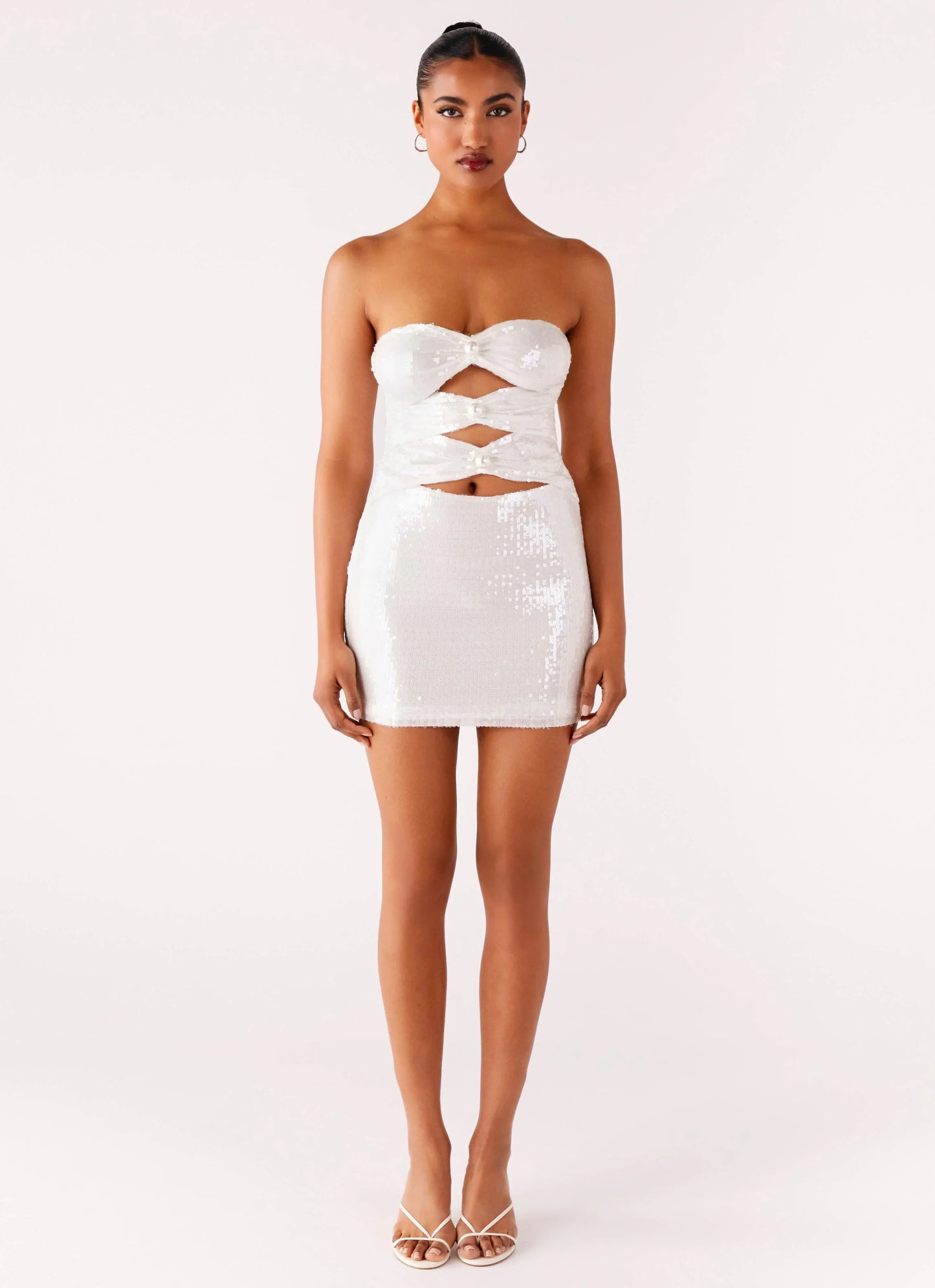 Clyra Sequin Mini Dress Ivory