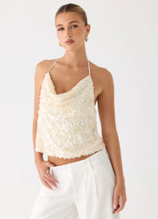 Amelita Sequin Top Ivory