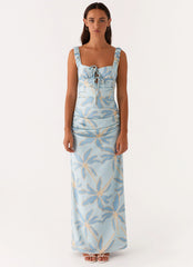 Cosmic Love Ruched Maxi Dress Opulent Blue