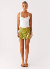 Cancun Sequin Mini Skirt Lime