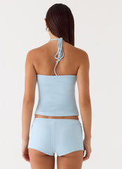 Bonita Button Top Pale Blue