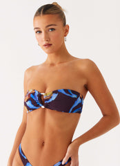 Cuba Strapless Bikini Top Dark Floral