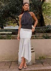 Buffy Maxi Skirt White Polkadot