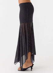 Buffy Maxi Skirt Black Polkadot