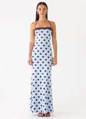 Alessandro Halter Maxi Dress Blue Mocha Dot